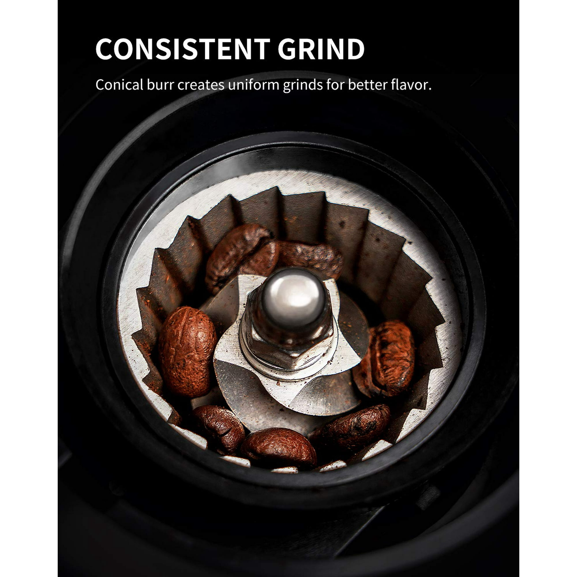 SHARDOR Conical Burr Coffee Grinder Electric Adjustable Burr Mill with 35 Precise Grind Setting for 2 12 Cup Black Walmart