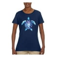 thumbnail image 2 of Sea Turtle Tie Dye Art Animal Lover Womens Graphic T-Shirt, Navy, Large, 2 of 3