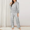 thumbnail image 3 of Kll Silver Glitter Print Women'S Long Sleeve Pajamas With Pants Sleepwear Loungewear 2 Set-X-Large, 3 of 9