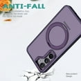 thumbnail image 3 of Phone Case for Samsung Galaxy S25+ Strengthened Magnetic Ring Stand Translucent Back Cover Compatible with Magsafe, Military-Grade Shockproof Anti-fall Protection Case for Men Women,Purple, 3 of 6
