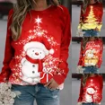 thumbnail image 4 of 2024 serie navideña mujer Otoño e Invierno moda Casual impreso manga larga jersey de cuello redondo sudadera de gran tamaño, 4 of 4