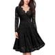 thumbnail image 1 of SAYOO Vestido floral de encaje femenino, falda de manga larga sólida con cuello en forma de V y cintura alta SAYOO  moda, 1 of 6