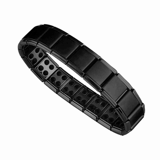Pulsera de acero de titanio negro para el cuidado de la salud, pulsera clásica de acero de titanio con iones negativos ajustables para mujeres y hombres
