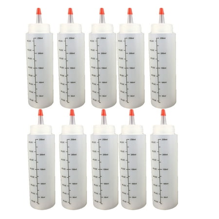 

10pcs 250ML Squeeze Condiment Bottles Plastic Salad Dressing Bottle Squirt Sauce Dispensers for Ketchup Mustard