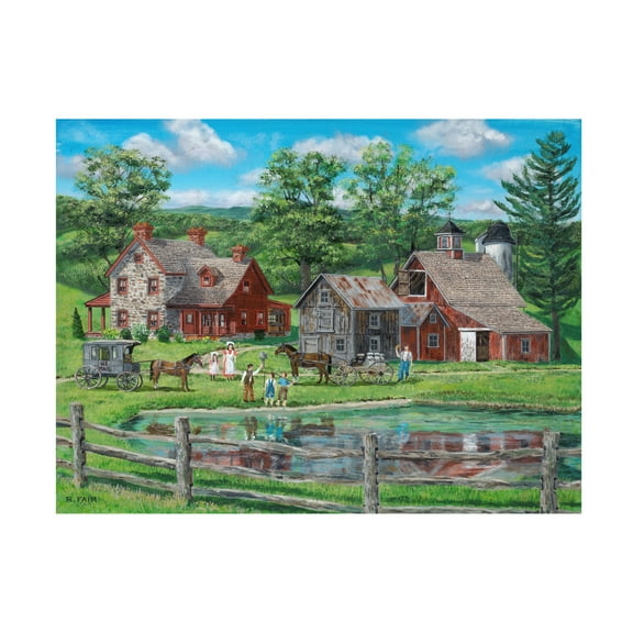 Canvas Wall Art - Bob Fair 'Summer Pond' Wall Art for Living Room, Bedroom, or Office Décor by Trademark Fine Art - 19 x 14 Inches