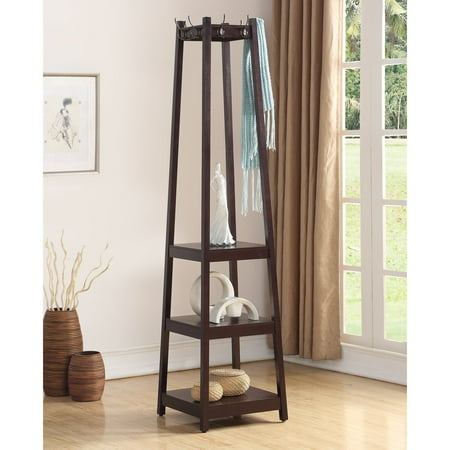 Roundhill Vassen Coat Rack With 3 Tier Storage Shelves Espresso Roundhill Vassen Coat Rack With 3 Tier Storage Shelves Espresso Com