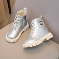 thumbnail image 6 of LYHaoo Girls Winter Boots Stylish Girls Ankle Boots Fashion Leather Casual Winter Footwear For Toddler And Youth Sizes 3.5 Silver(13-14 Years), 6 of 6