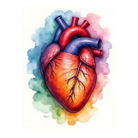 Diamond Art Kit for Adults, Heart Anatomy Watercolor Art Diamond Painting for Adults Beginners, DIY Diamond Art Painting Kits, 5D Diamond Painting Crafts for Home Decor 12x16 Frameless