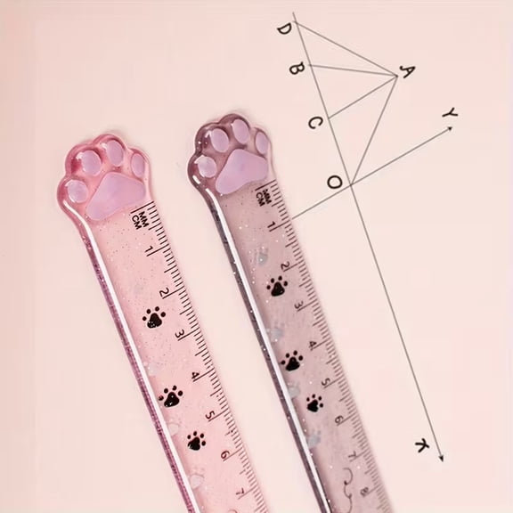 Cute Cat Claw Ruler  Kawaii Pink Clear Animal Measuring Tool for Students Artists Stationery Lovers