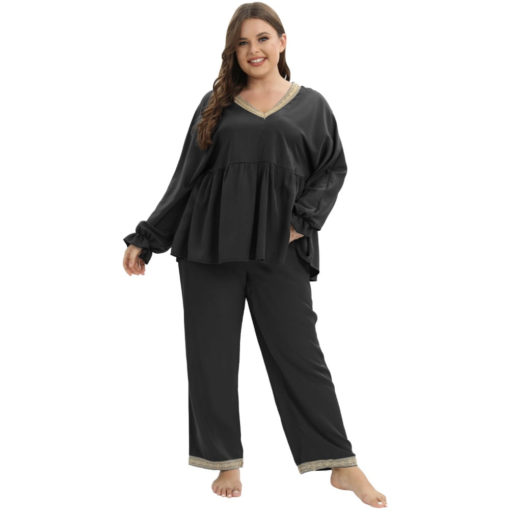 Black plus size pyjamas new arrivals