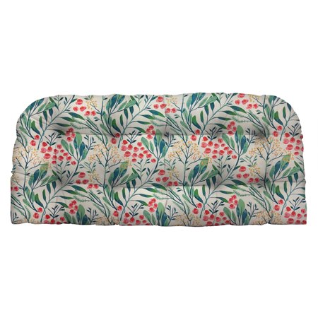 RSH Décor Indoor Outdoor Single Tufted Wicker Loveseat Cushion, Standard, Gould Multi Green Floral