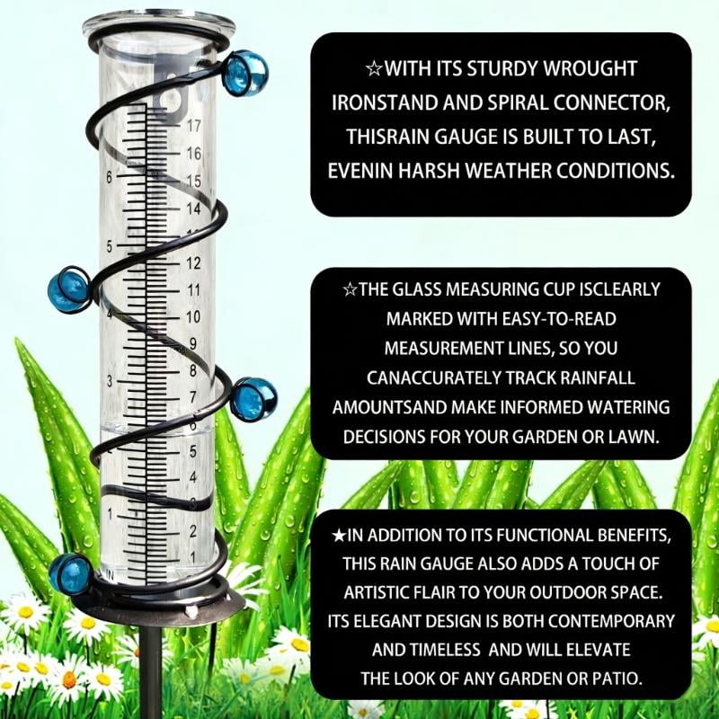 ANXPTIME Metal Frame Rain Measuring Device With Scale Marking For Patios and Backya