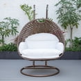 thumbnail image 3 of 2 Person Wicker Hanging Egg Chair - Outdoor Porch Swing Seat - Vintage Brown Patio Furniture, 3 of 5