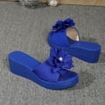 thumbnail image 4 of Shrysg Women's Peep Toe Wedge Slippers Lightweight Non-Slip Comfort Summer Party Beach Sandals Blue, 4 of 9