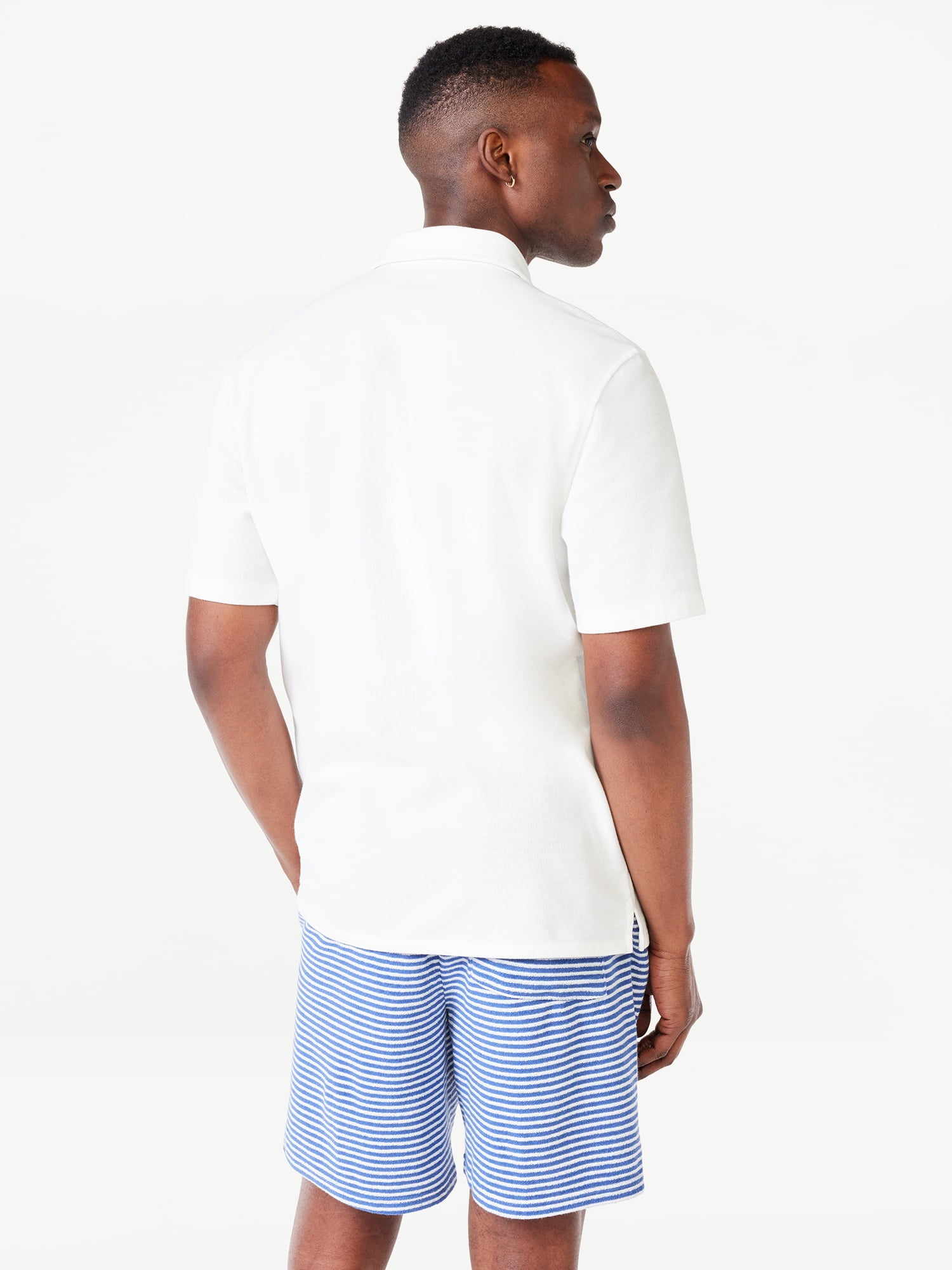 Free Assembly Men's Flatback Waffle Shirt with Short Sleeves