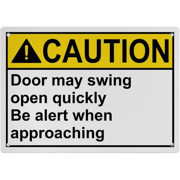 Door May Swing Open Quickly Alert Sign, Industrial Exit Gates or Doors Sign 8"x12" UV Resistant for Indoor Outdoor Workplace