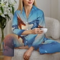 thumbnail image 6 of Pajama Sets for Women 2 Pcs, Red and Blue Fire Dragon A Button Down Long Sleeve Sleepwear Lounge PJ Sets, 6 of 6