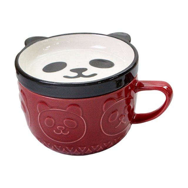Moyic Taza de cerámica con dibujos animados, diseño bonito, 320ml de capacidad, mango antiescaldado, parte inferior antideslizante Utensilios de cocina Copa Panda