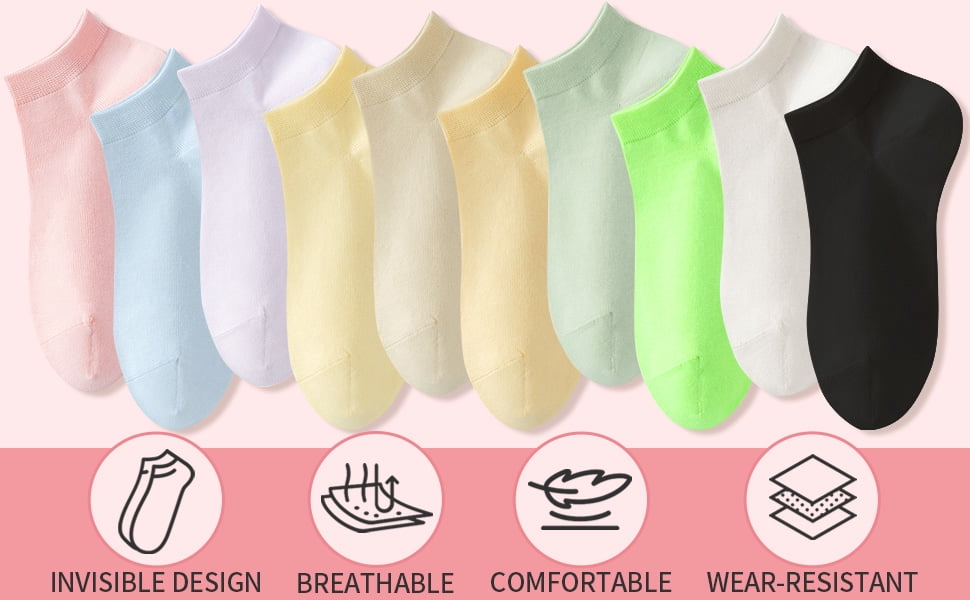100 Pairs Womens Low Cut Ankle Socks Colorful Lightweight Ankle Socks Athletic Casual Bulk Socks for Women Teens