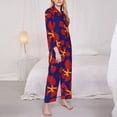 thumbnail image 2 of KLL Red Floral Print Women's Long Sleeve Pajamas with Pants Sleepwear Loungewear 2 Set-Small, 2 of 8