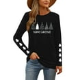 thumbnail image 5 of HOMBOM Womens Long Sleeve Tops Black Casual Christmas Crewneck Xmas Snowman Tee Shirts for Ladies Cute, 5 of 9