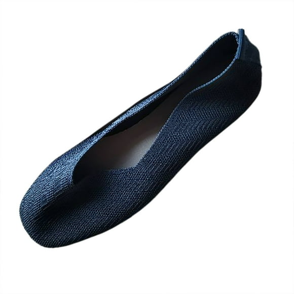 Square Toe Ballet Flats Shoes for Women, Width Foldable Knit Flats with Arch Support Comfortable Shoes