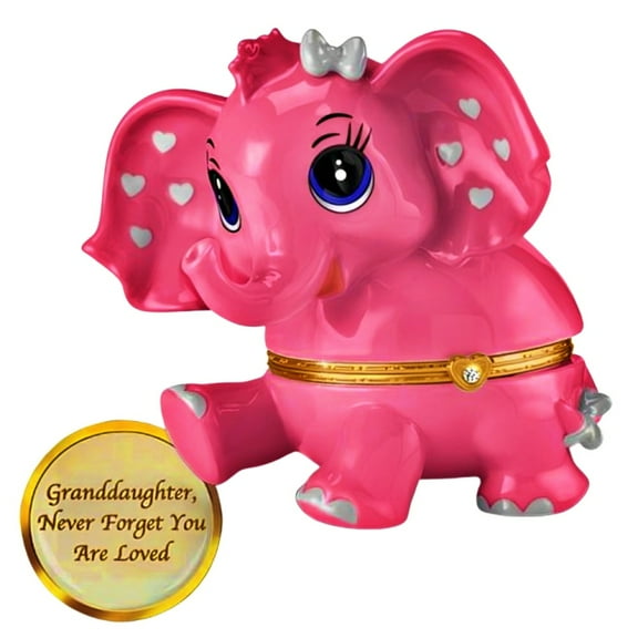 The Bradford Exchange Granddaughter Birthstone Music Box Collection Issue #6: JUNE Elephant with Swarovski Crystal Plays "You Are My Sunshine" 4.5-inches