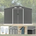 thumbnail image 3 of LZBEITEM Steel Outdoor Storage Shed, 75.20" x 120.00" x 100.00", Gray, 3 of 12
