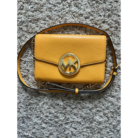 Michael Kors Hudson Leather Phone Case Clutch Crossbody, Yellow