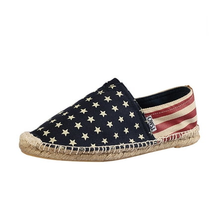

casual shoes for Women Fashion Men s And Women s Convenient Striped Loafers Made Of Manual Linen pu Dress Sandals for Women Blue