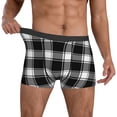 thumbnail image 3 of Men's Boxer Briefs, Buffalo check plaid white black Soft Comfy Mens Underwear Boxer Briefs Breathable With Widen Waist, 3 of 7