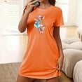 thumbnail image 2 of Fartey Womens Graphic Nightgown Loose Comfy Short Sleeve Crew Neck Sleepwear Soft Short Nightdress Lightweight Lounge Loungewear Orange L, 2 of 8