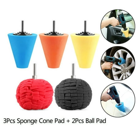 SUPERHOMUSE Burnishing Foam Sponge Polishing Cone + Ball Buffing Pad Car Wheel Hub Tools