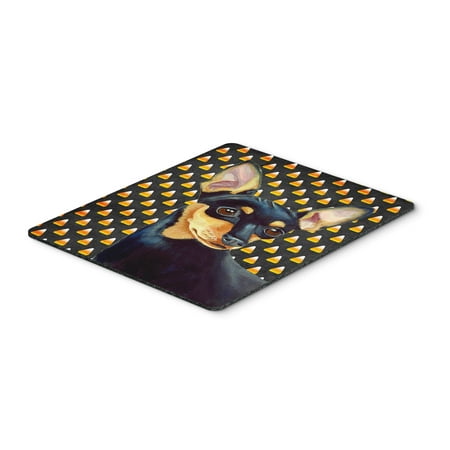 Min Pin Candy Corn Halloween Portrait Mouse Pad, Hot Pad or Trivet