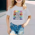 thumbnail image 2 of T-shirts Filles Retour à l'École Imprimé Col Rond Manches Courtes Décontractées Hauts Filles Gris Clair 4-5 Ans, 2 of 4