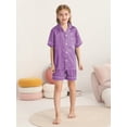 thumbnail image 2 of Usaibhir Unisex Satin Pajamas Set Girls Boys Button-Down Pjs Short Sleeve 2 Piece Sleepwear Kids Nightwear Teen Lounge Sets 4-14 Years, 2 of 8