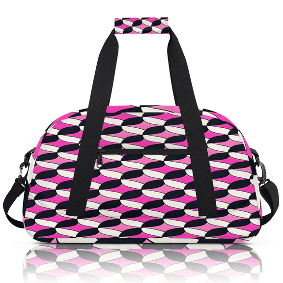 Herdesigns Pink and Black Sports Duffle Bags Travel Duffle Bag Gym Bag Geometric Weekender Travel Bag Waterproof Overnight Bag Carry On Travel Tote Bag Dance Bags