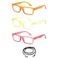 thumbnail image 1 of 3 Pack Newbee Fashion - "Glimpse" Simple Comfortable Translucent Light Weight Vintage Reading Glasses with Spring Hinges with Lanyard +2.00, 1 of 1