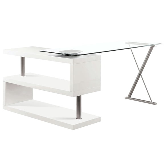 Furniture of America Fiora Modern Metal Swivel Writing Desk in White