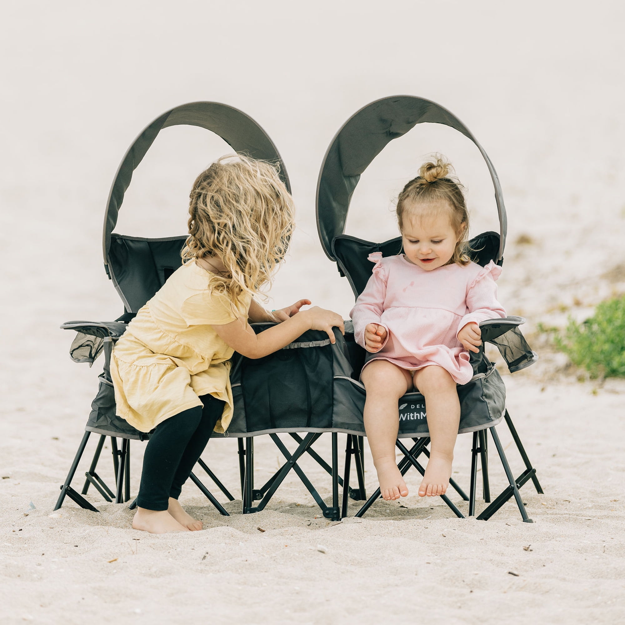 Go With Me Duo Deluxe Portable Infant Chair, Double Seat, Indoor and Outdoor, Grey
