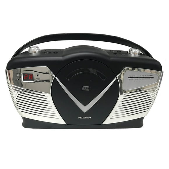 Sylvania SRCD212-BLACK Retro Style Portable CD Radio Boom Box&#44; Black