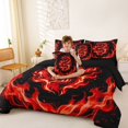thumbnail image 3 of Feelyou Spooky Fire Dragon Twin Bedding, Cartoon Flame Bedding Comforter Set, Black Red, Black Reversible, 7 Pieces, 3 of 7