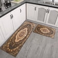 thumbnail image 3 of Boho Brown Pattern Kitchen Rugs and Mats Sets Of 2, Funny Kitchen Decoration Rubber Backing Non-Slip Absorbent Mats for Sink Waterproof Runner Rug for Laundry Room 17x30+17x48inch, 3 of 7