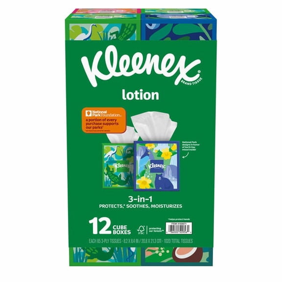Kleenex Soothing Lotion Tissue, 3-Ply, 85-count, 12-pack
