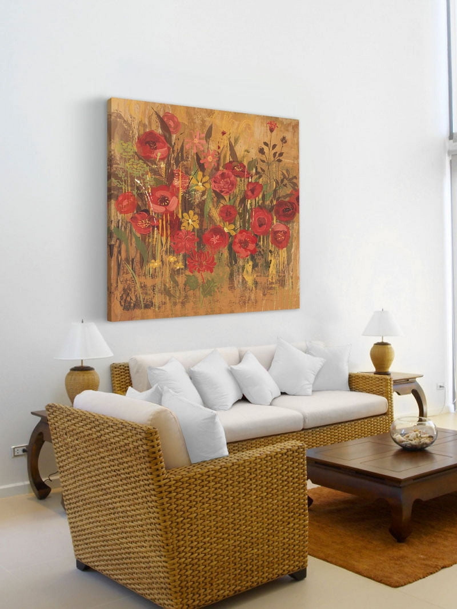 Marmont Hill "Floral Frenzy Red V" Painting Print on Canvas