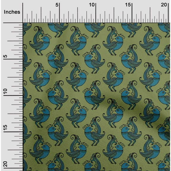 oneOone Cotton Jersey Light Green Fabric Bird Block Fabric For Sewing Printed Craft Fabric By The Yard 58 Inch Wide