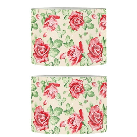 

Xoenoiee Vintage Rose Flower Drum Lampshades for Table Lamp Floor Pendant Light Cylinder Lamp Shade Set of 2 for Home Decoration Small