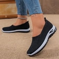 thumbnail image 2 of Women's Breathable Knitting Casual Flat Shoes Wedge Non Slip Walking Shoes Comfortable Low Top Slip On Mesh Loafers Black Size 7.5, 2 of 7