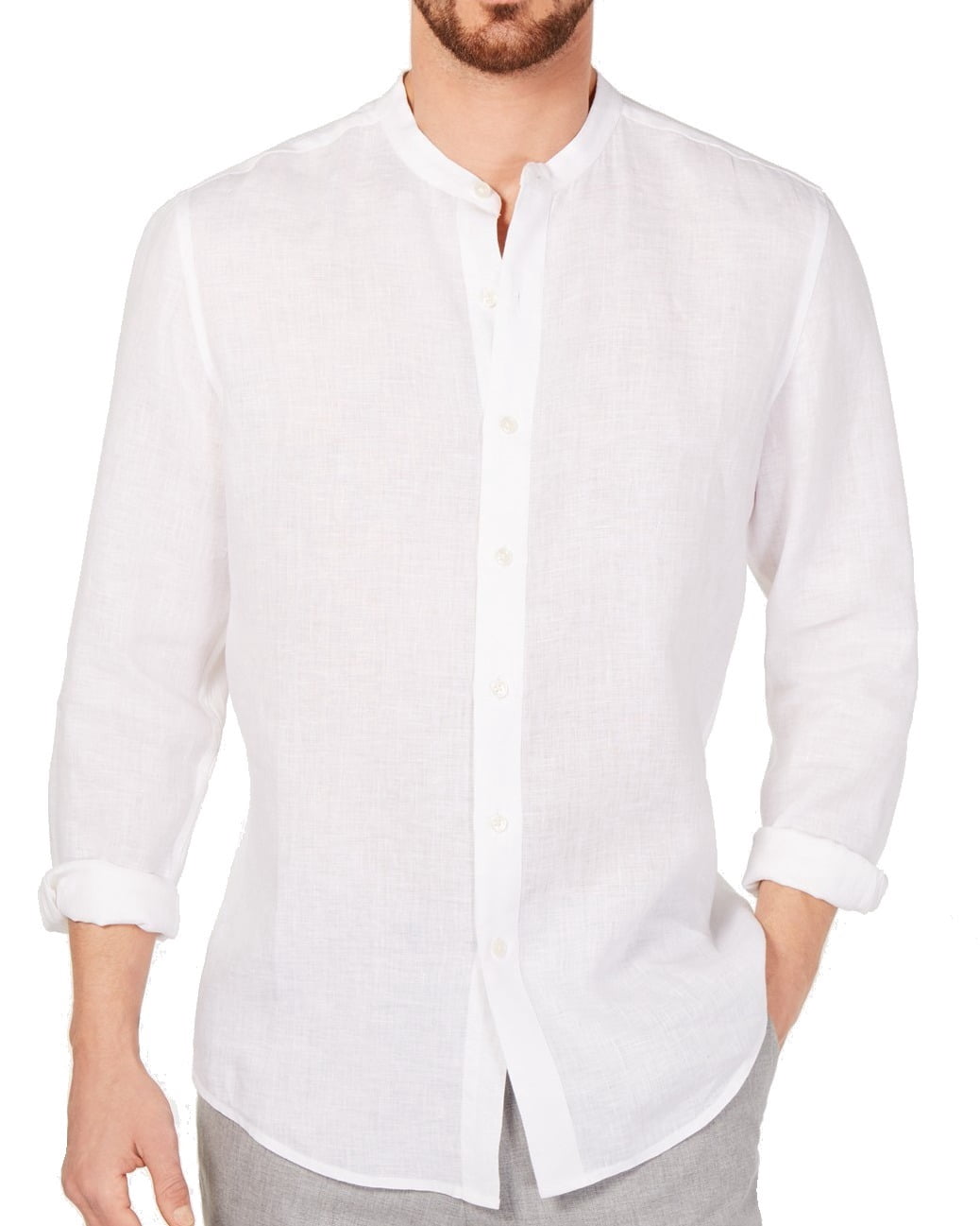 Tasso Elba Mens Shirt Small Band-Collar 