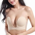 thumbnail image 2 of Sujetador adhesivo sin espalda, suave, transpirable, forma de U profunda, push up, sin tirantes, sujetador adhesivo para vestido de novia, copa U, color de piel B, 2 of 13